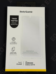 BodyGuardz Pure 2 Tempered Glass Screen Protector Samsung Galaxy S24 FE Clear