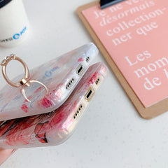 Flower Butterfly Shell Pattern Ring Buckle Silicone Phone Case