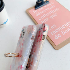 Flower Butterfly Shell Pattern Ring Buckle Silicone Phone Case