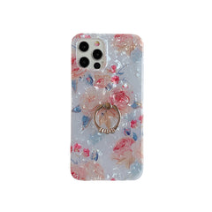 Flower Butterfly Shell Pattern Ring Buckle Silicone Phone Case